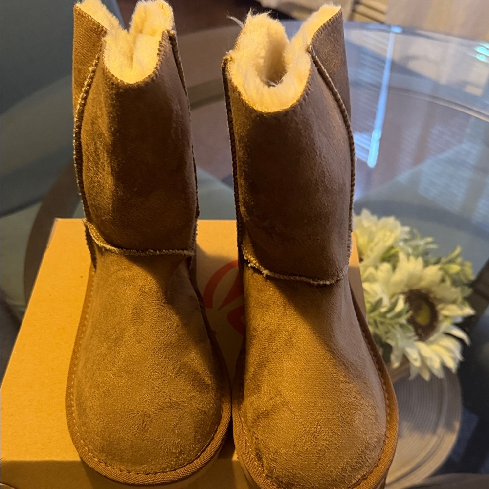 Live a Little Brown Kids Boots with Cozy Lining